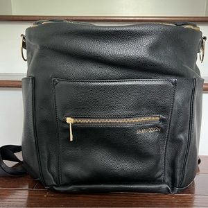Fawn design backpack, diaper bag (black & gold)